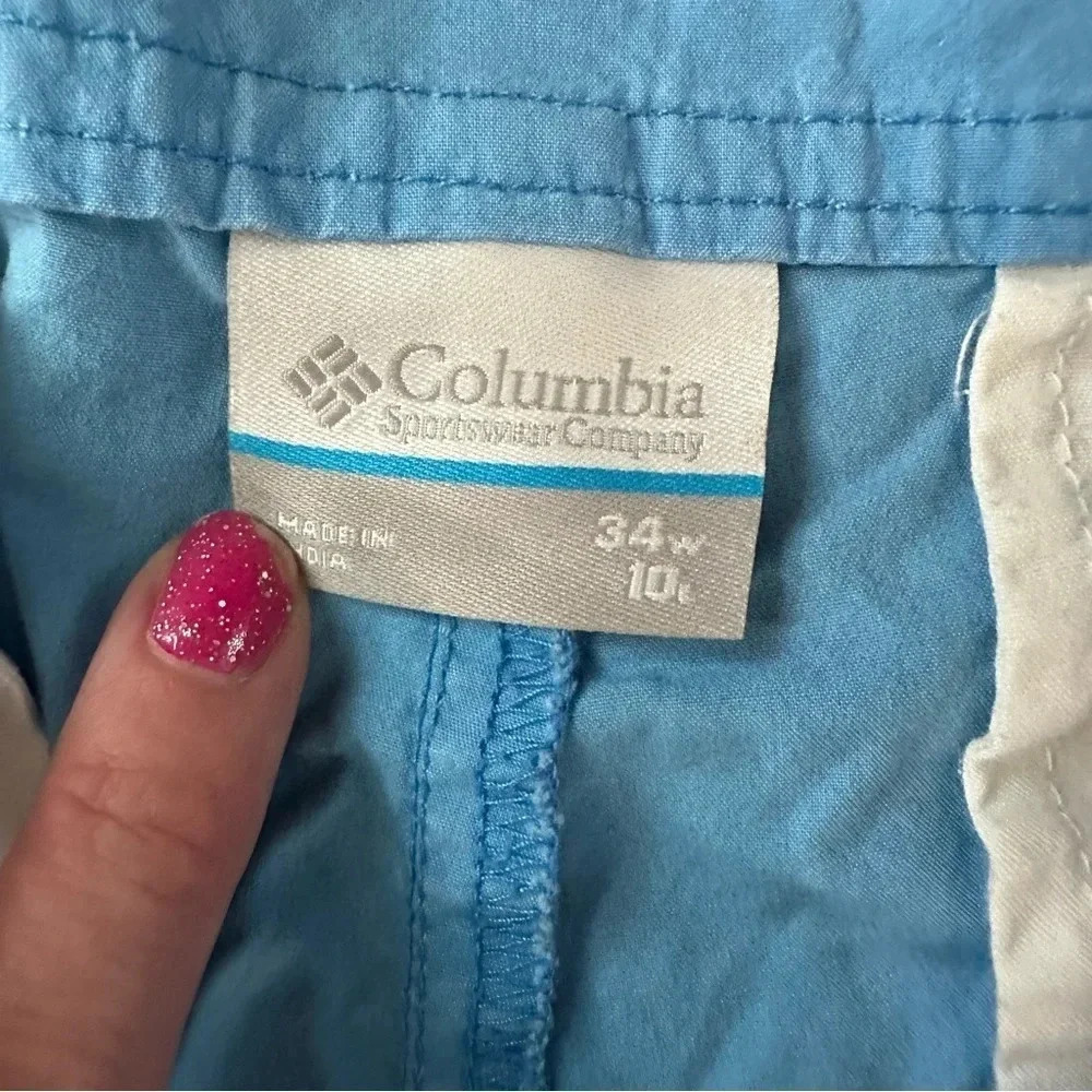Columbia Men's Bright Blue Flat Front Cotton Chino Shorts Size W34 L10 GUC - Picture 4 of 7